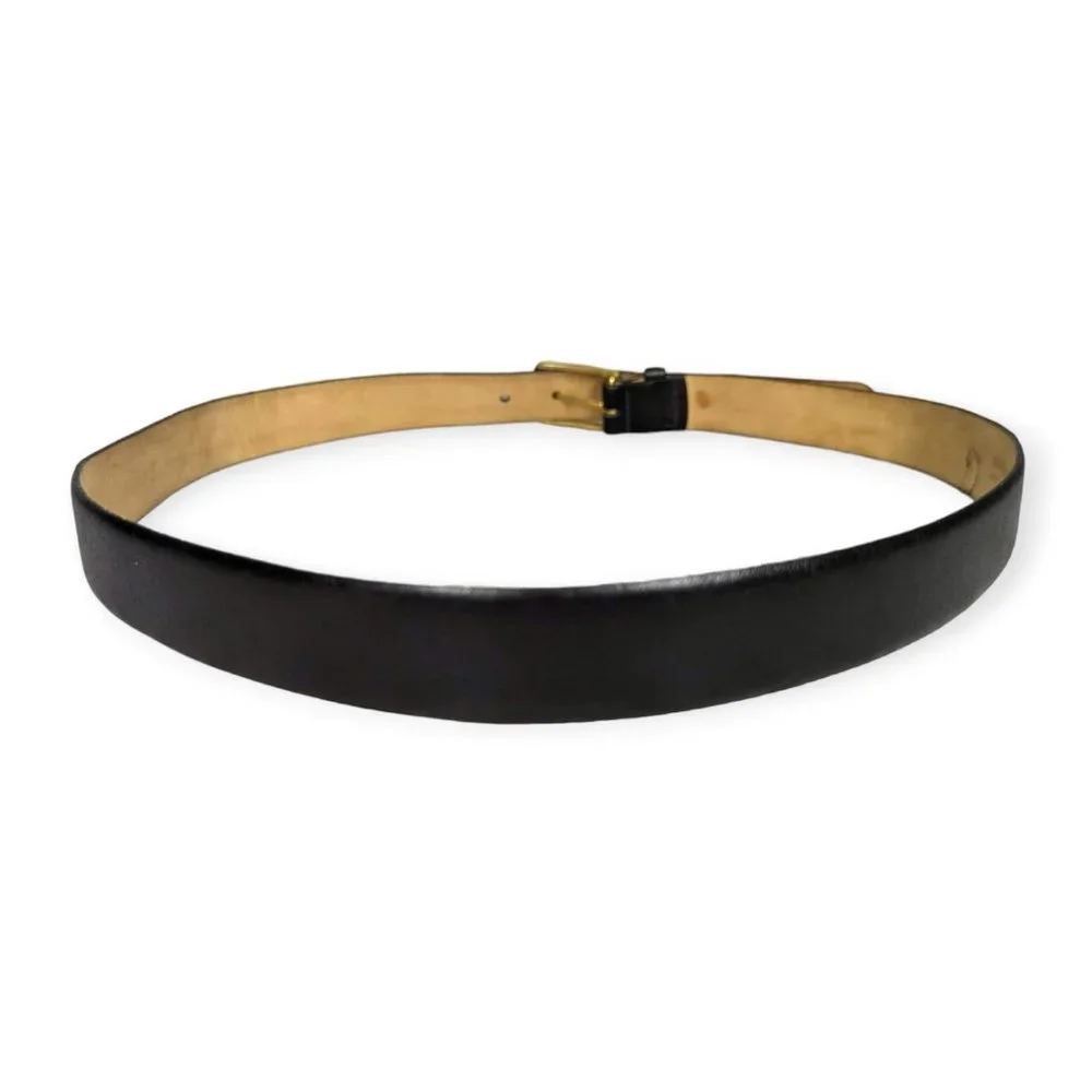 Pierre Cardin Black Leather Belt with Brass Buckle Size 40